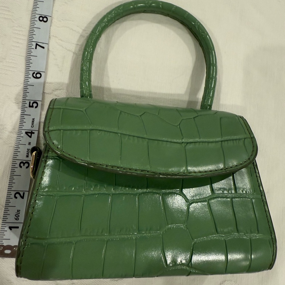 Green Crocodile-Embossed Handbag